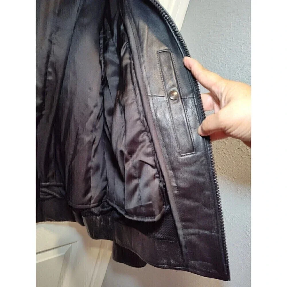 MOB Classic Series Black Leather Motorcycle Jacket Size 48 with removable lining